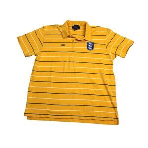 Abercrombie Fitch Y2K Muscle Polo Shirt Mens Large Yellow Stripe Preppy Crest